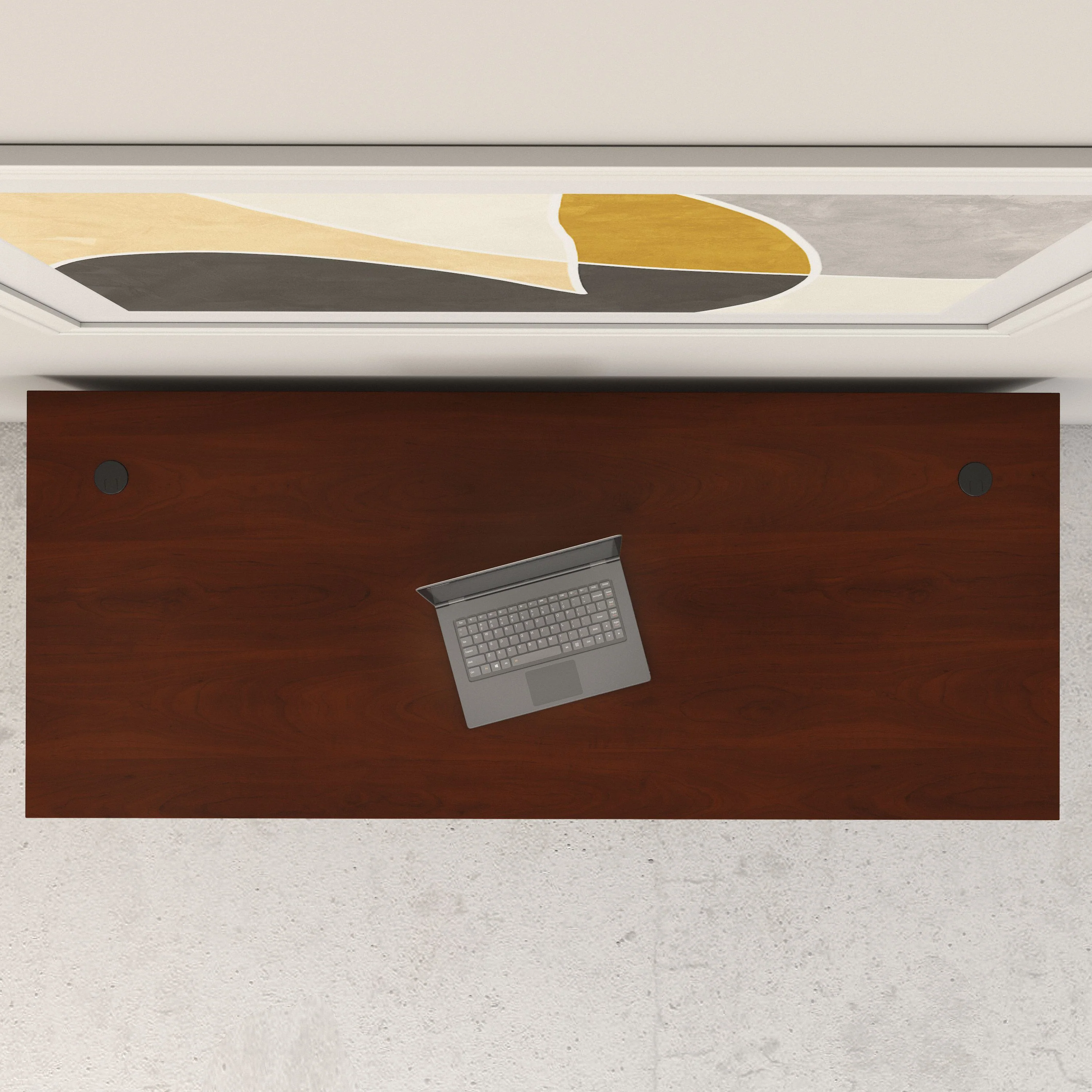 72" Modern Office Desk with Privacy Panel in Hansen Cherry - Image 4