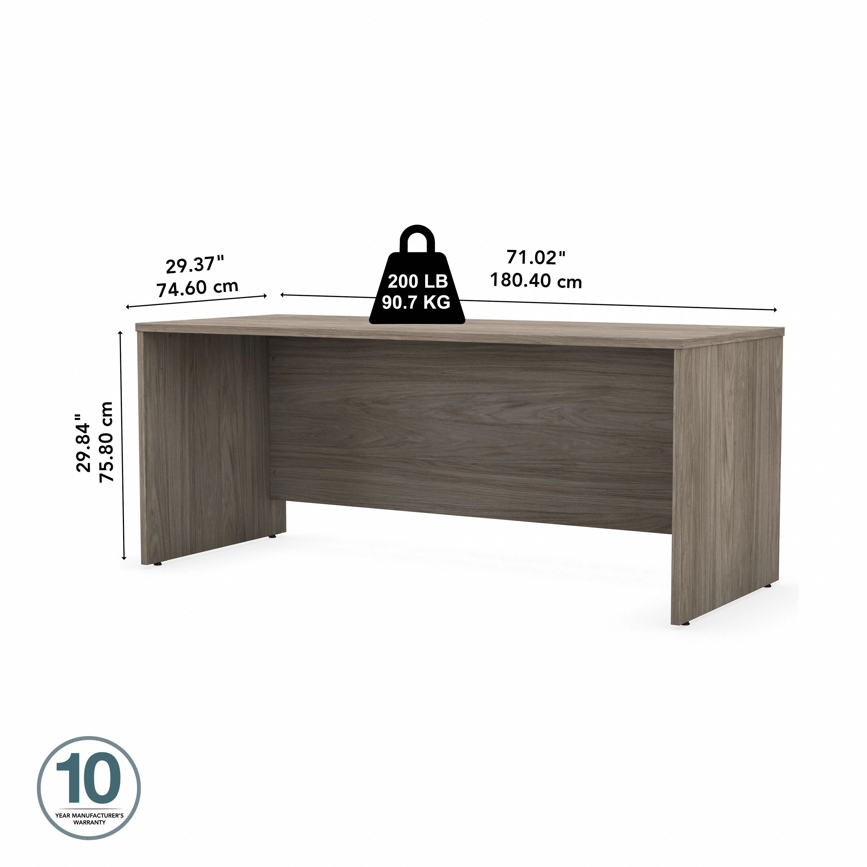 72" Modern Office Desk with Privacy Panel in Modern Hickory - Image 4