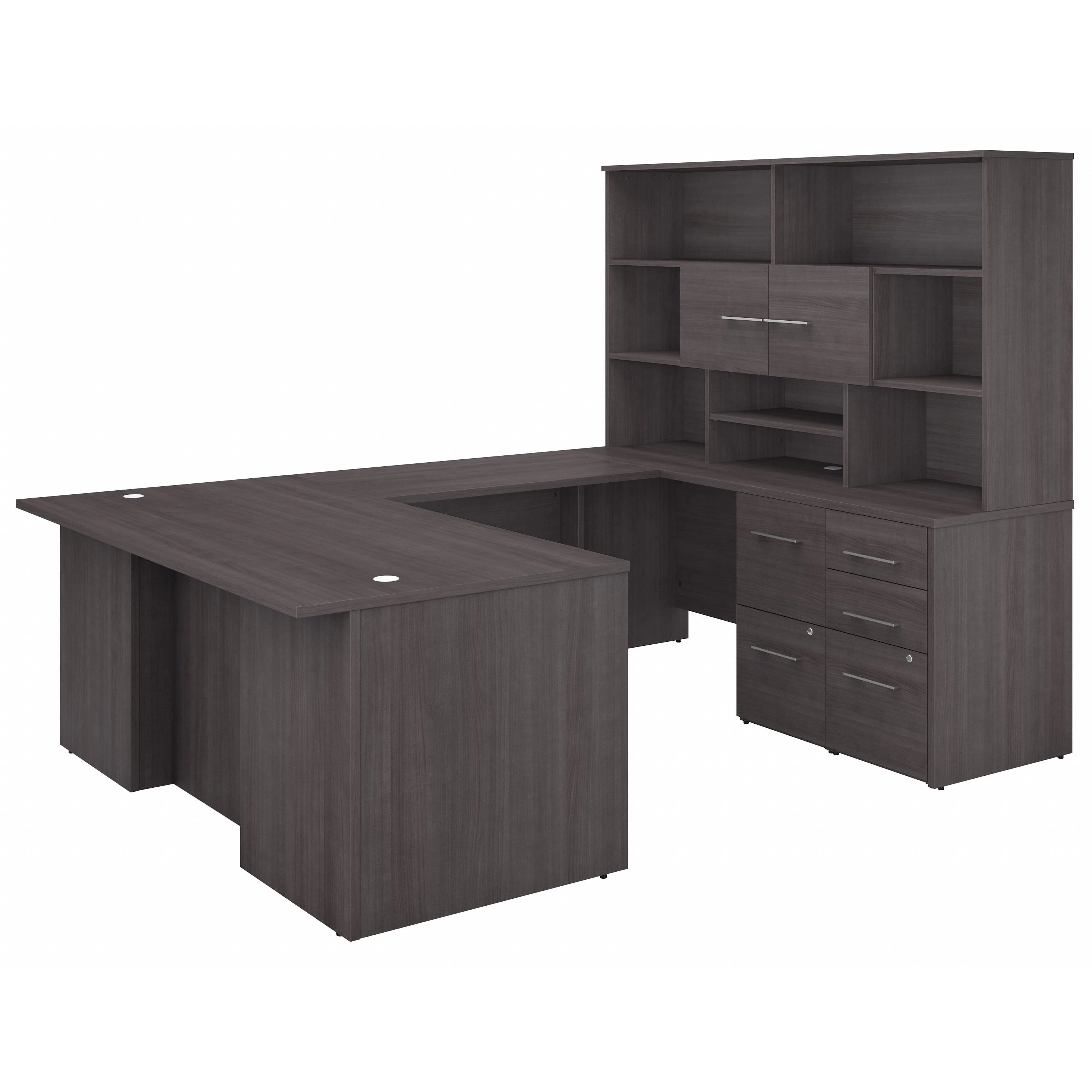 72" Modern U-Shaped Executive Office Desk with Max Storage in Storm Gray - Image 2