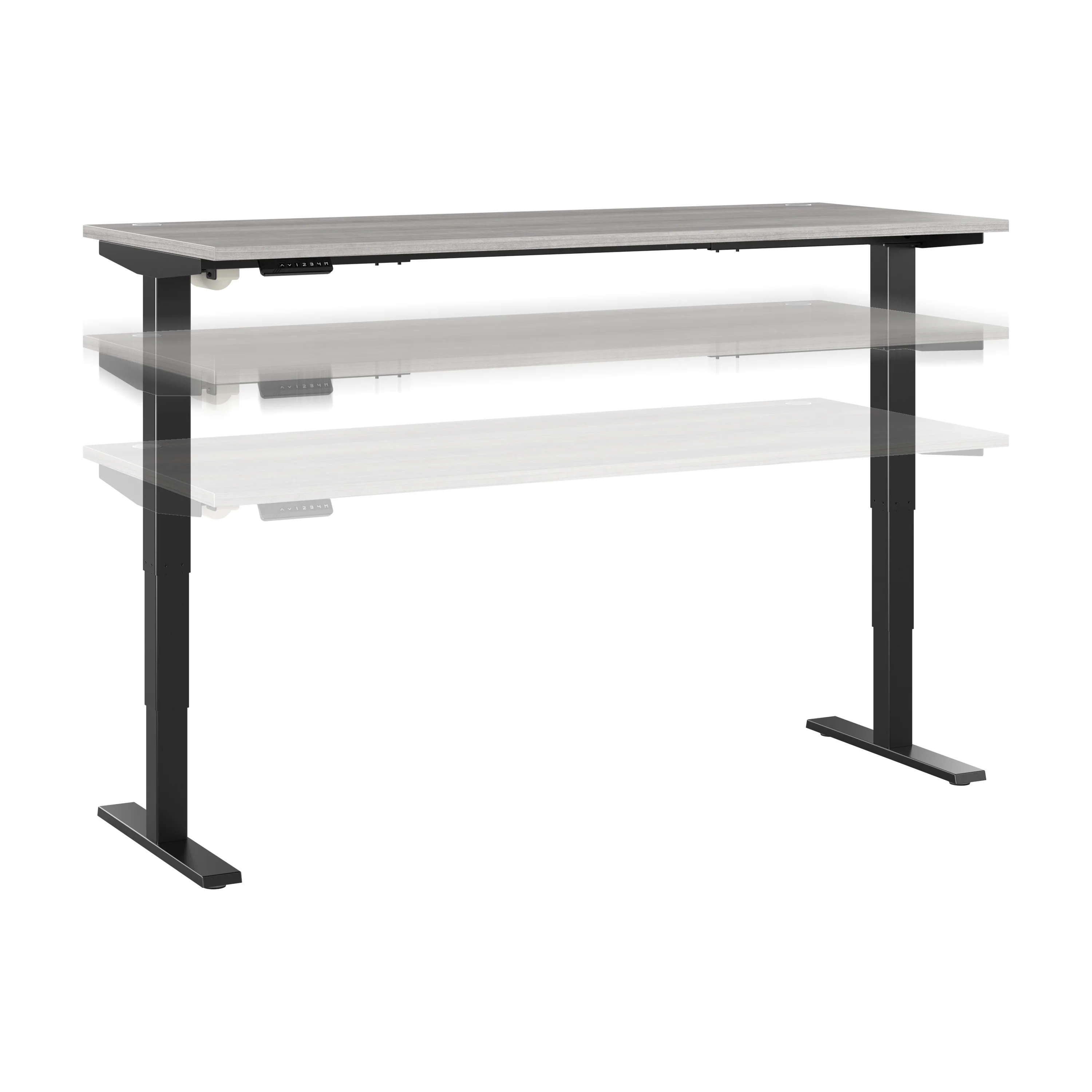 72" Large Modern Standing Office Desk in Platinum Gray with Black Base - Image 3