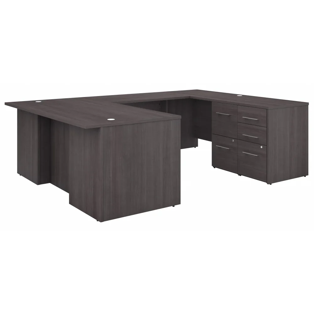 72" Storm Gray Breakfront U-Shaped Executive Desk - Image 2