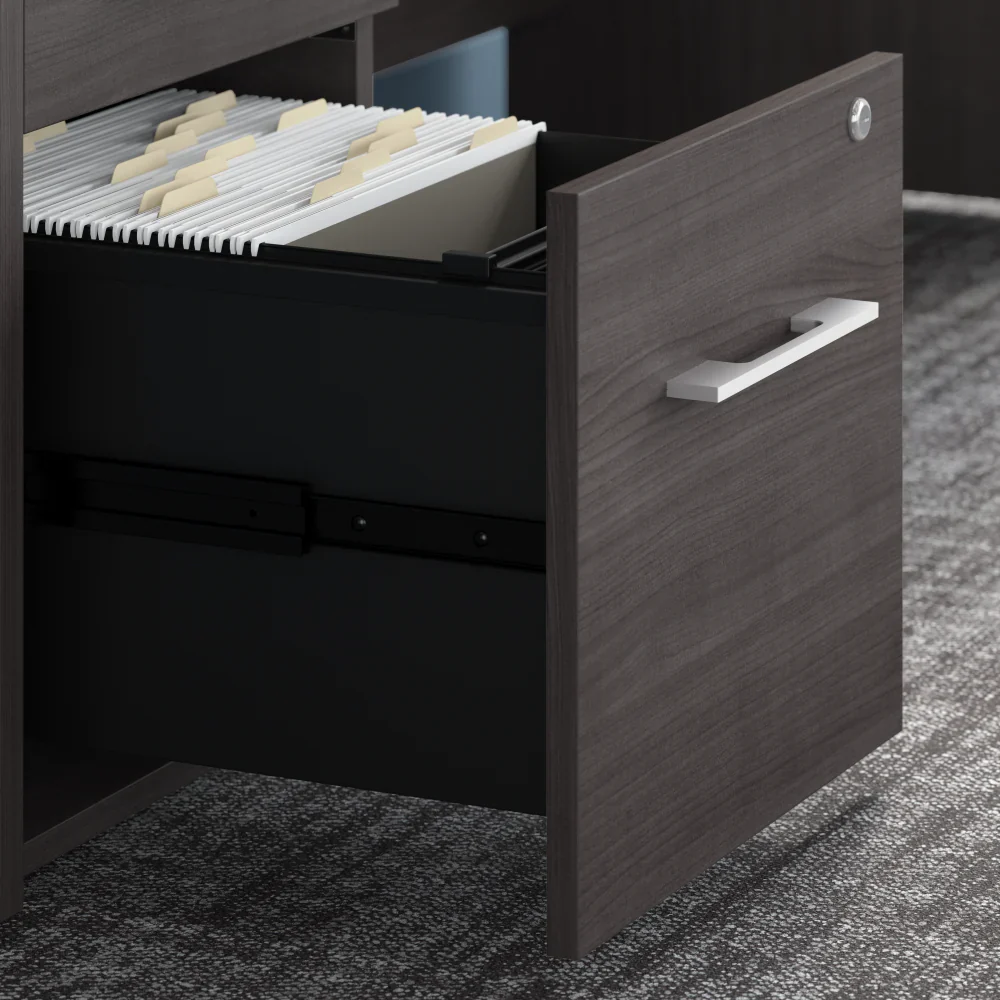 72" Storm Gray Breakfront U-Shaped Executive Desk - Image 3