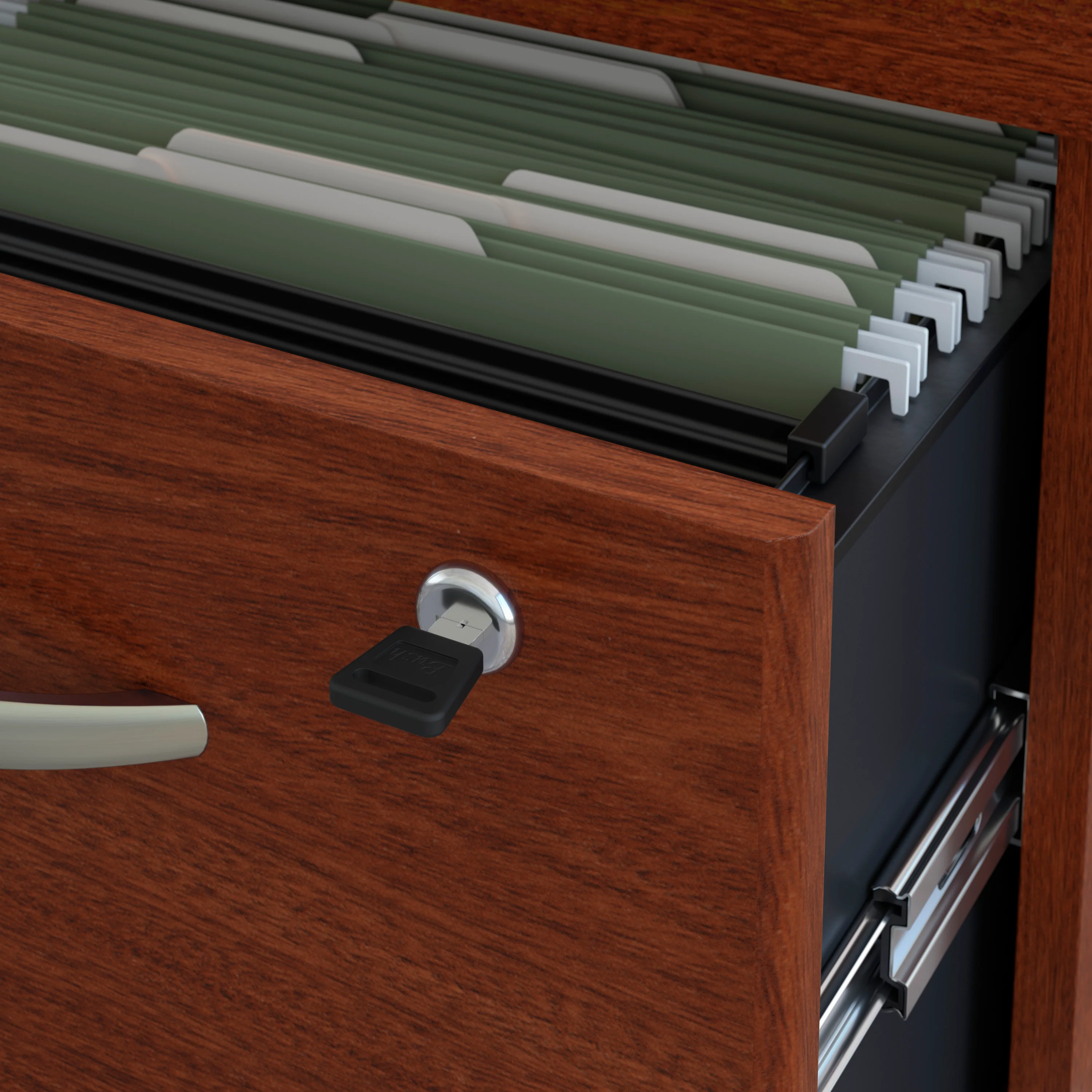 Mahogany Bow-Front Desk with Mobile Pedestal - Image 3