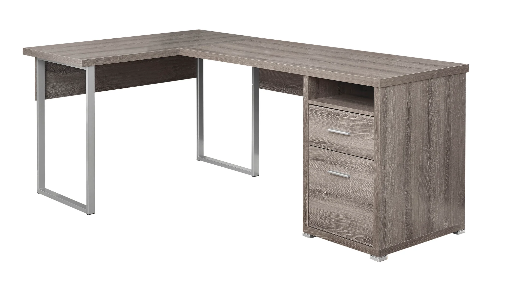 Versatile Dark Taupe 79" Corner Office Desk w/ Drawers - Image 2