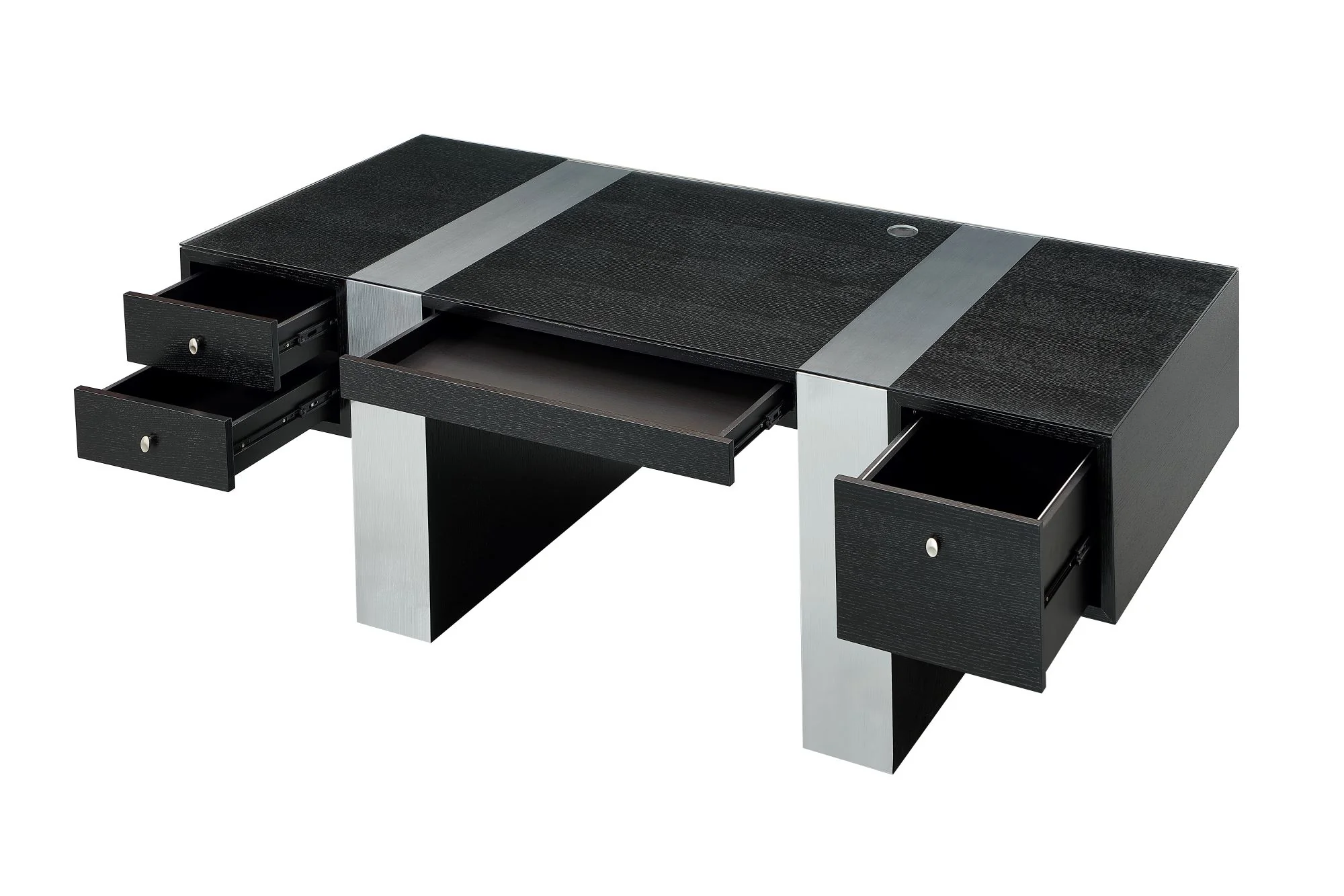 Premium Modern Executive Desk in Wenge & Brushed Aluminum Laminate - Image 4