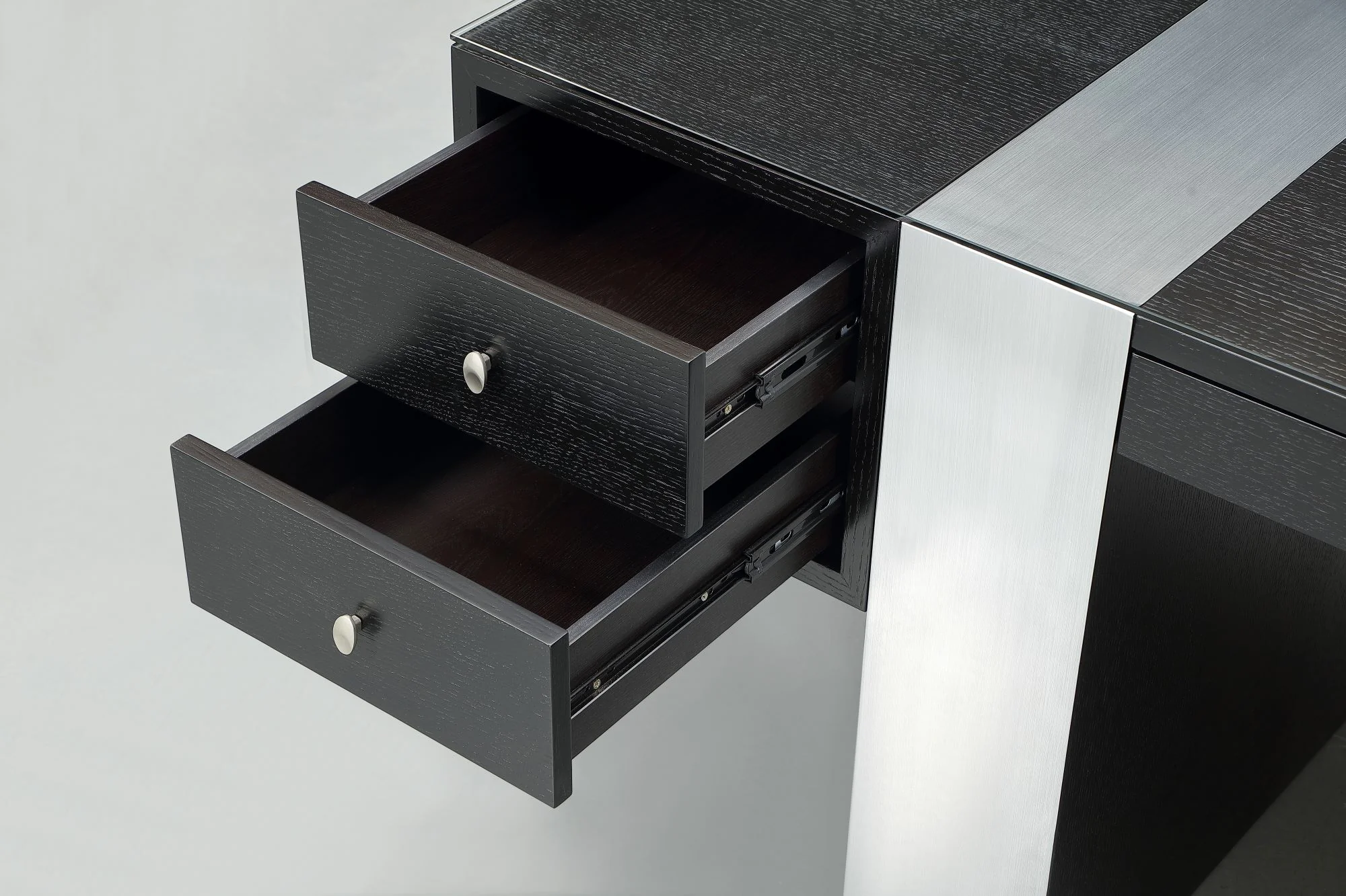 Premium Modern Executive Desk in Wenge & Brushed Aluminum Laminate - Image 6