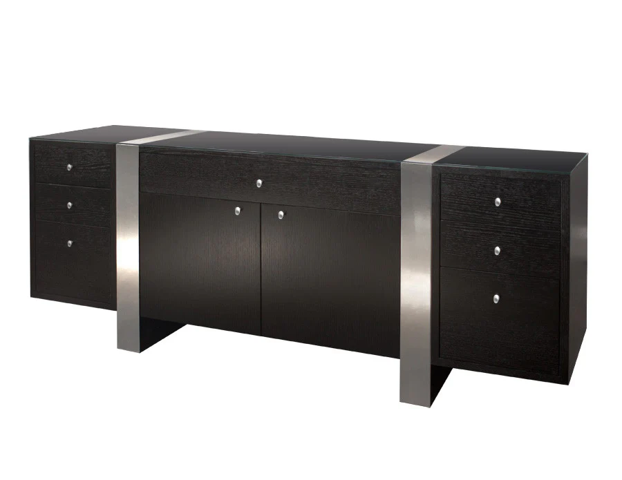 Premium Modern Executive Desk in Wenge & Brushed Aluminum Laminate - Image 7
