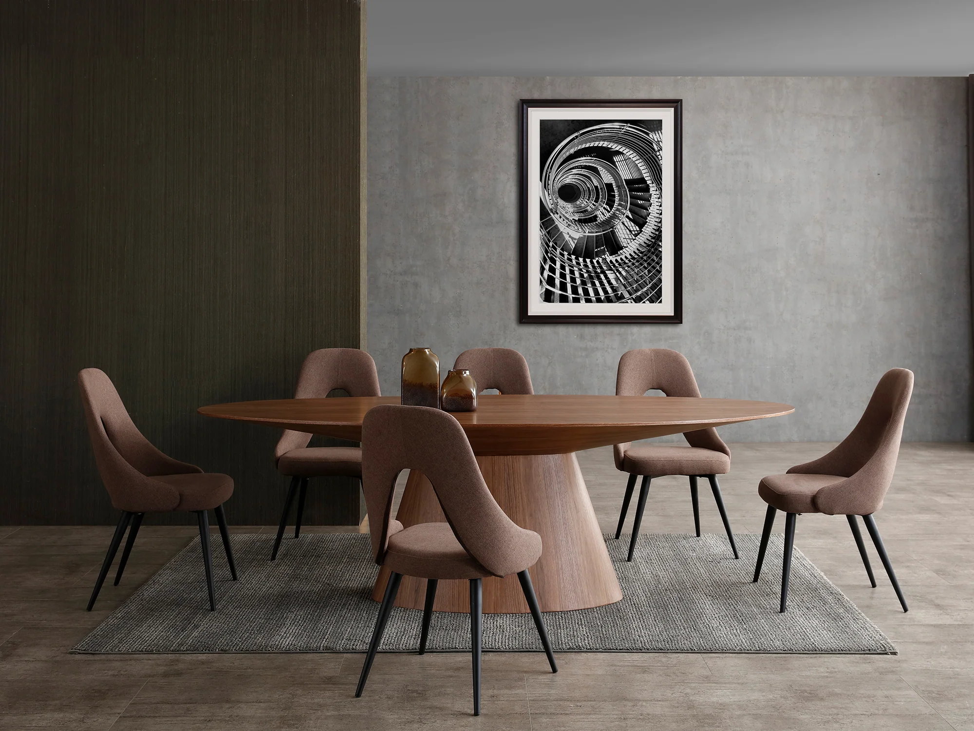 95" Modern Walnut Veneer Oval Conference Table - Image 3