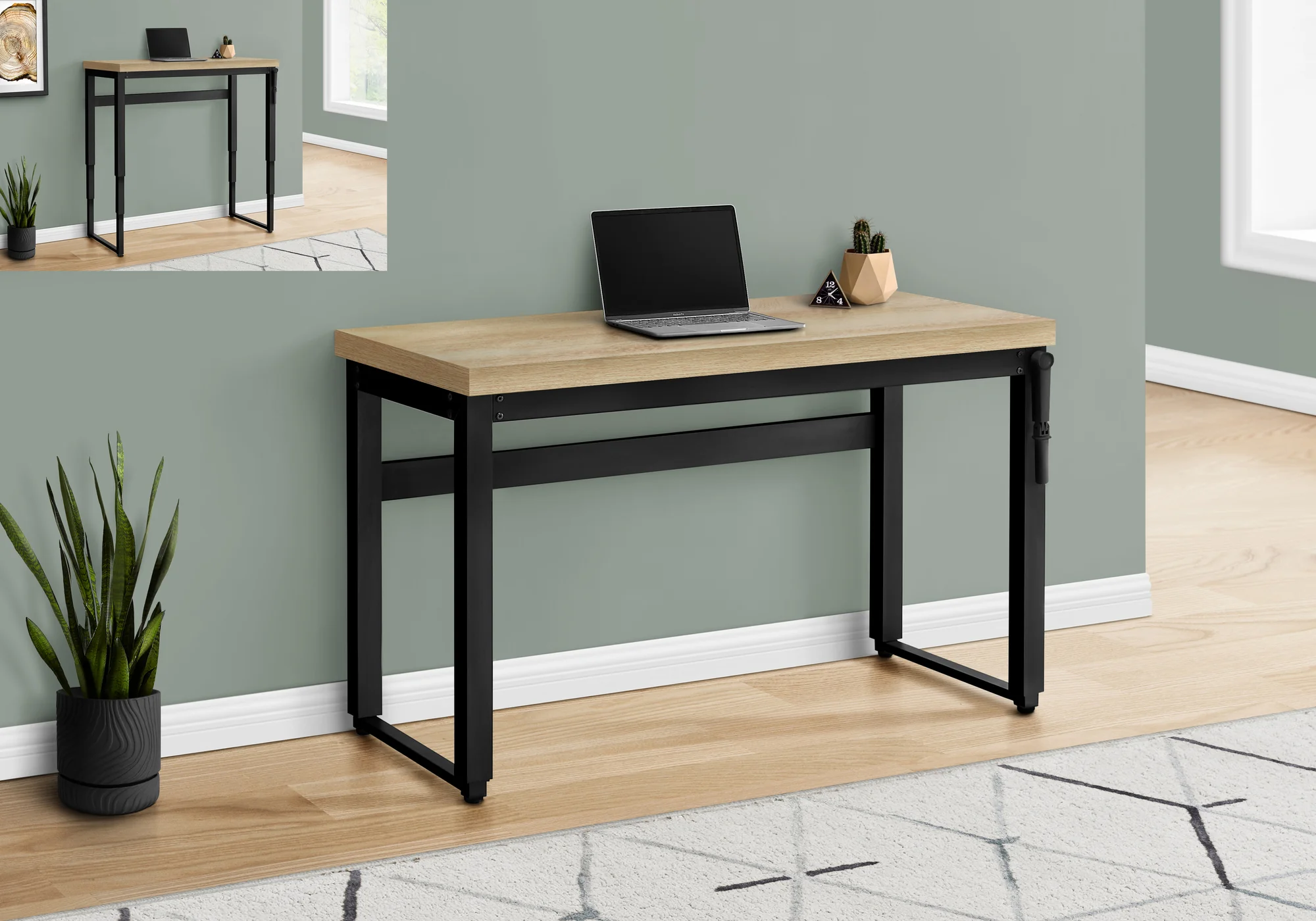 Adjustable Height 47" Natural Home Office Desk