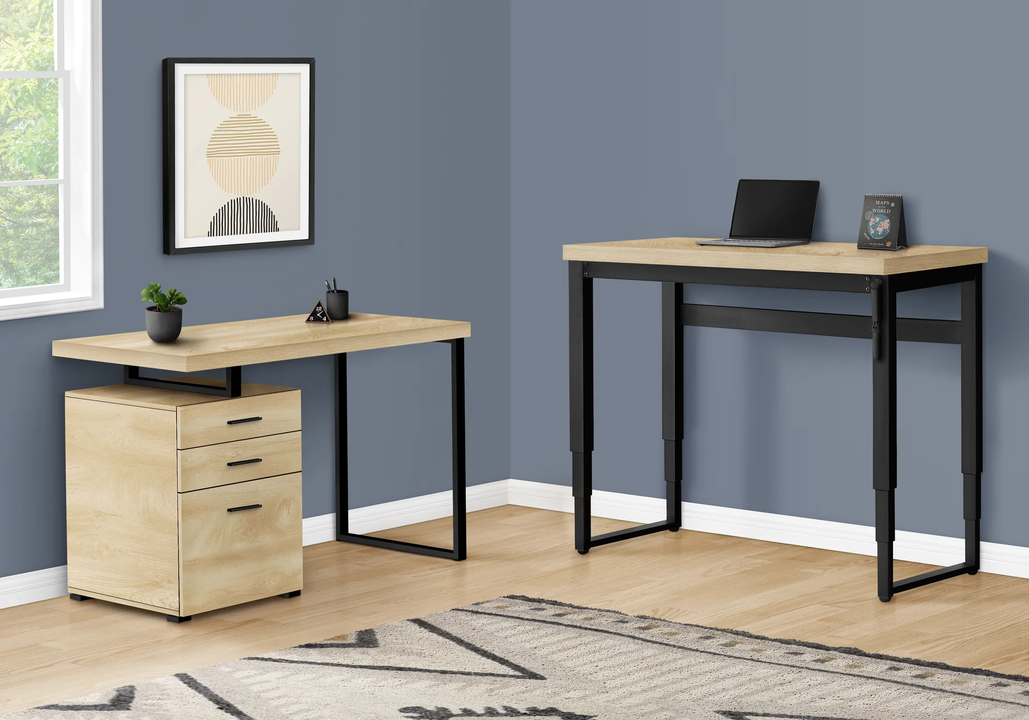 Adjustable Height 47" Natural Home Office Desk - Image 3