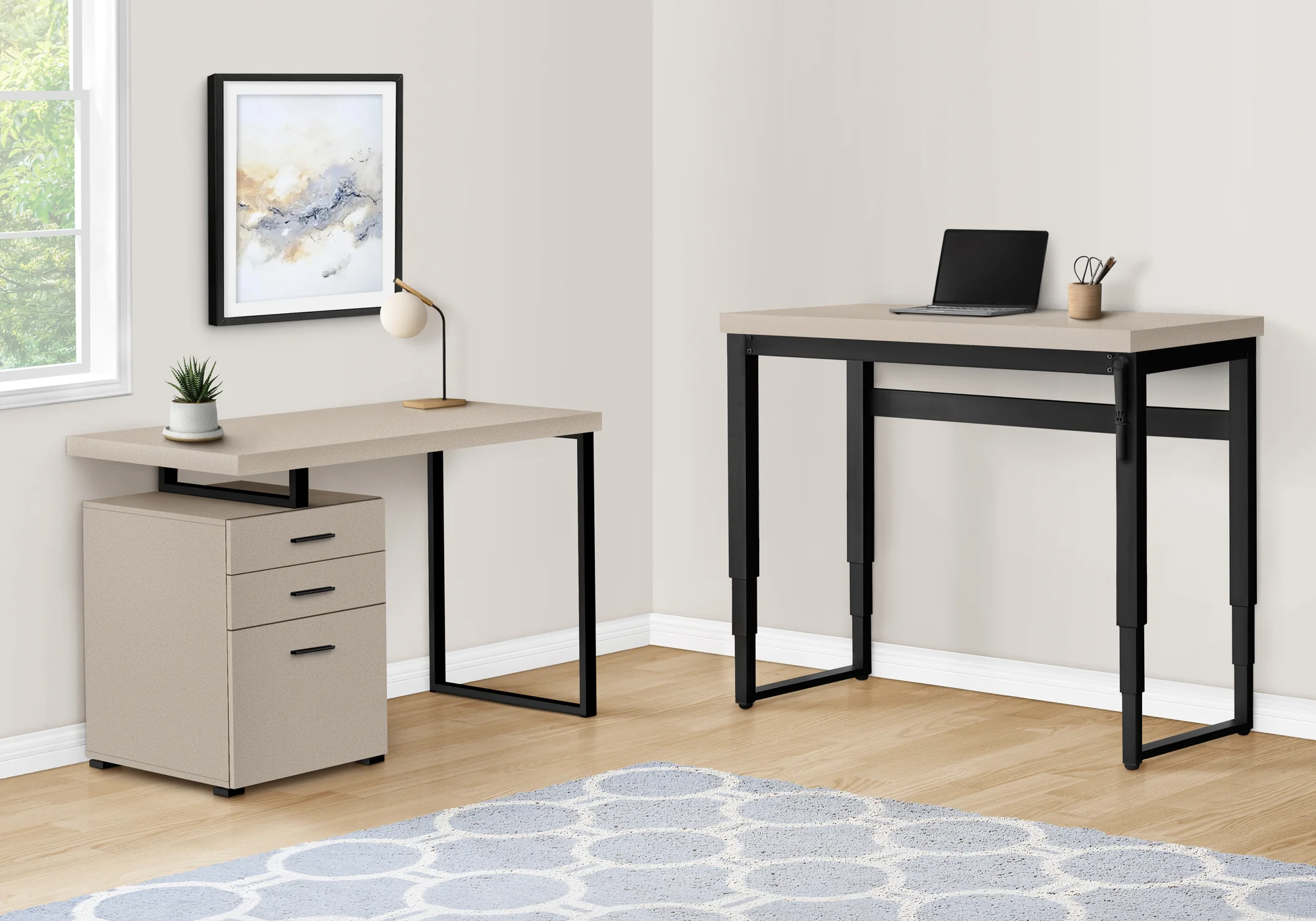 Taupe Adjustable Height 47" Home Office Desk - Image 4