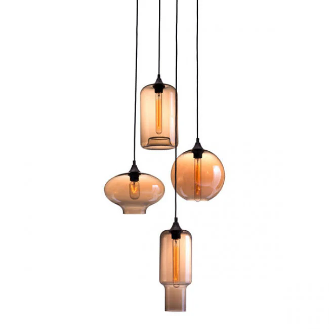 Bohemian Amber Glass Globe-Style Hanging Office Light - Image 2