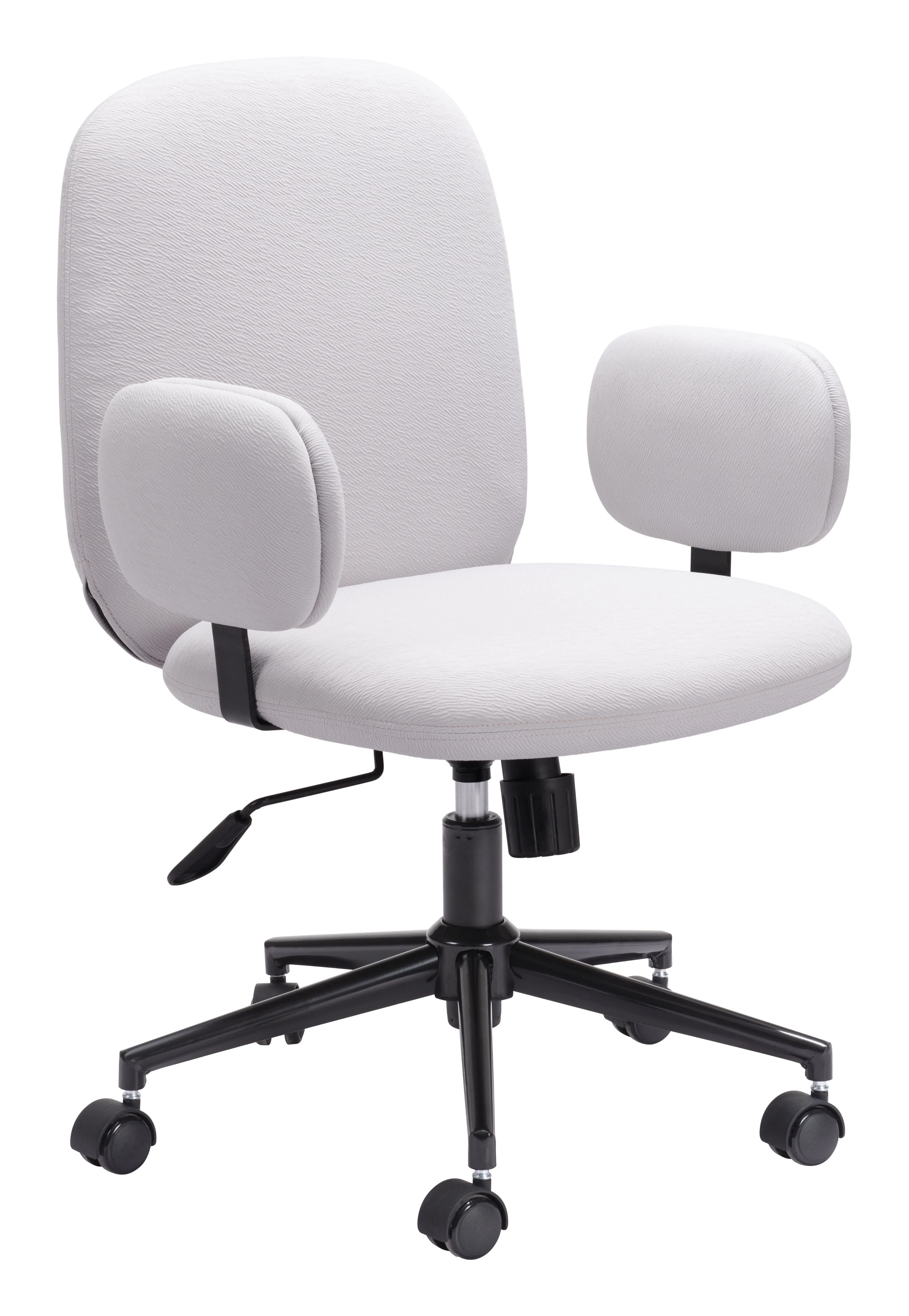 Beige Boho Office Chair with Contrasting Black Base - Image 2