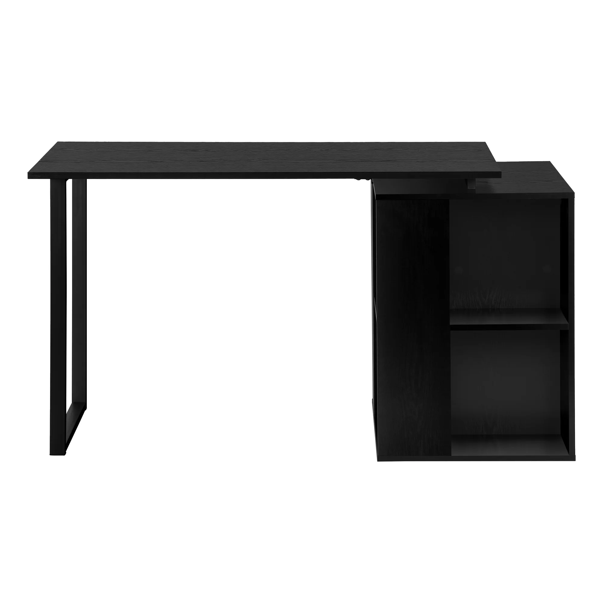 Black 55" Modern Desk with Storage and U-Shaped Metal Legs - Image 3