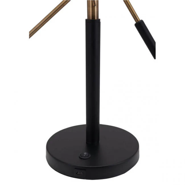 Versatile Two-Light Black & Brass Office Desk Lamp - Image 5