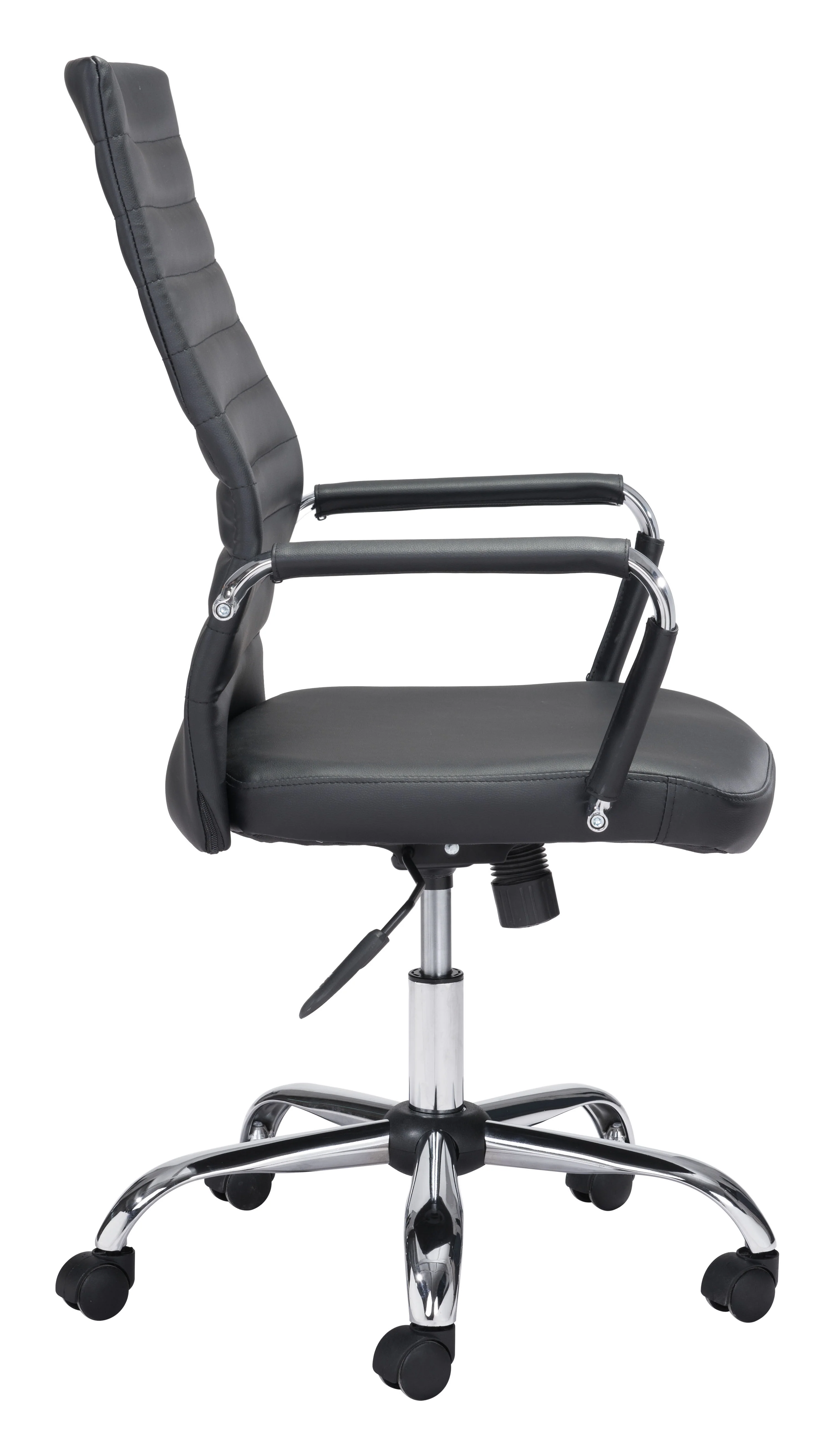 Black and Chrome Modern High-Back Office Chair - Image 3
