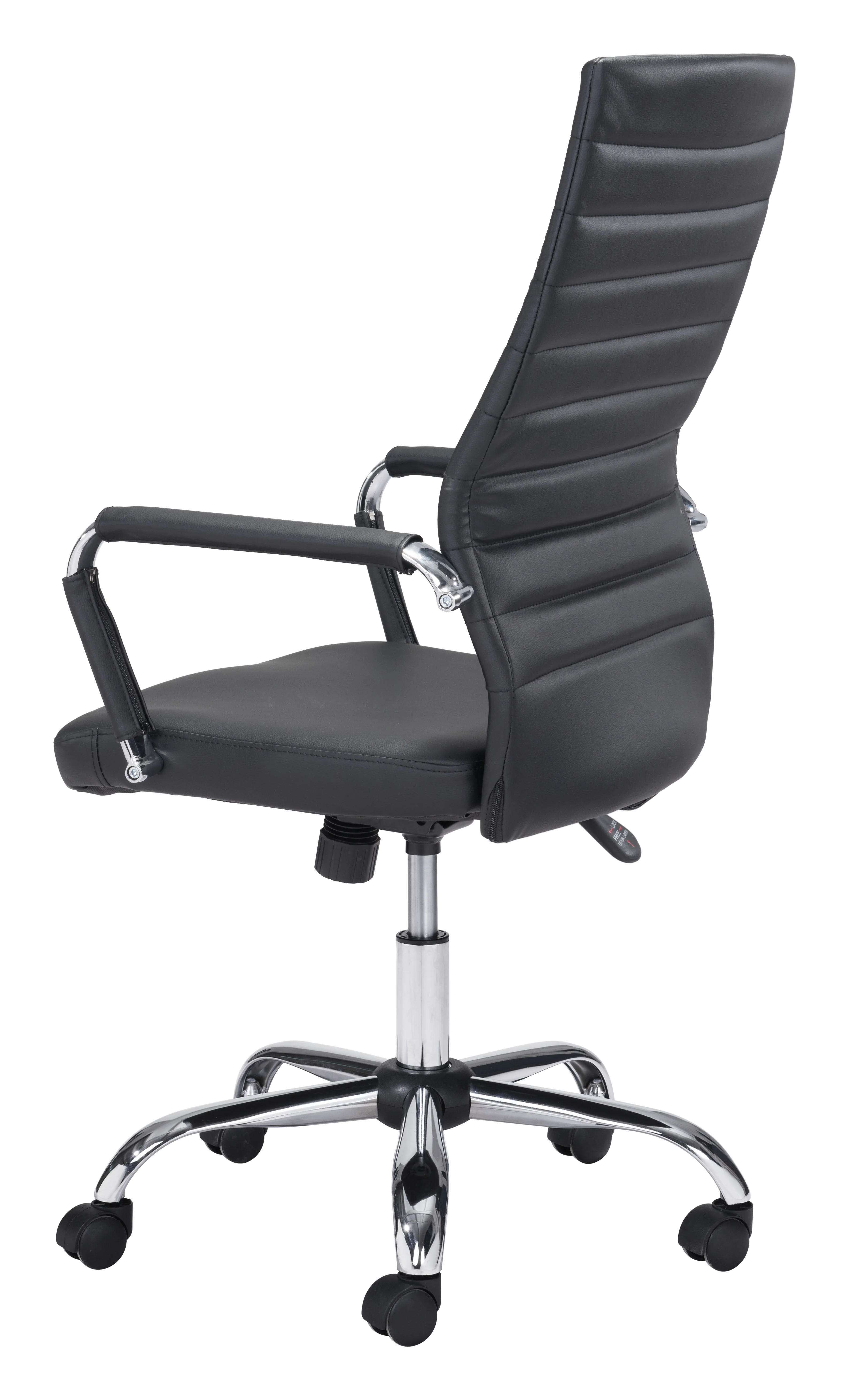 Black and Chrome Modern High-Back Office Chair - Image 4
