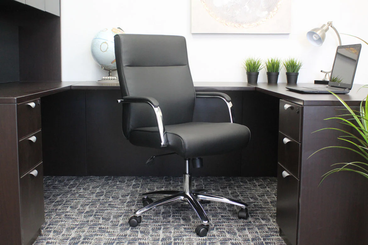 Black & Chrome Ergonomic Office Chair - Image 2