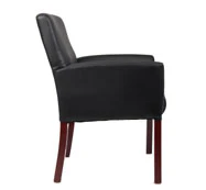 Black Faux Leather & Mahogany Box Arm Chair - Image 3