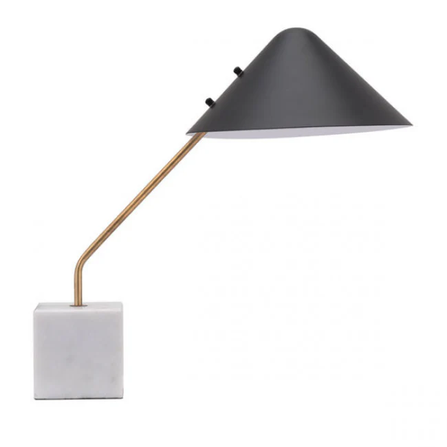 Black Hat, Gold, & Marble Office Desk Lamp - Image 3