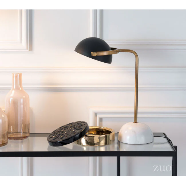 Black & Gold Desk Lamp w/ Marble Base - Image 5