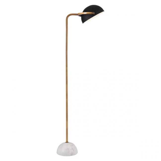 Black & Gold Floor Lamp w/ Marble Base - Image 3