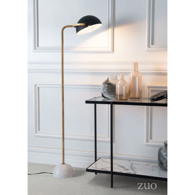 Black & Gold Floor Lamp w/ Marble Base - Image 6