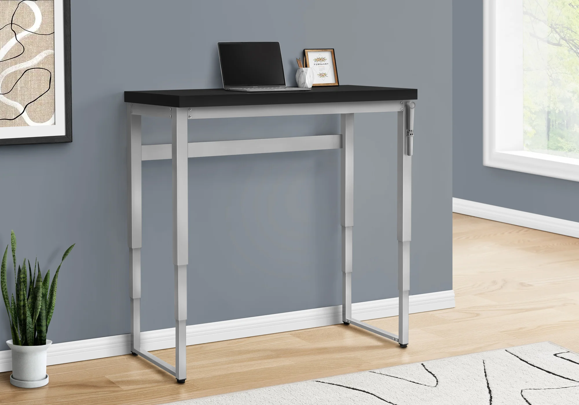 Black and Grey Adjustable Height 47" Home Office Desk - Image 4