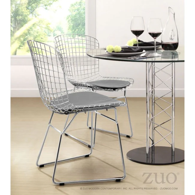 Classic Wire Frame Guest or Conference Chair w/ Black Cushion (Set of 2) - Image 6