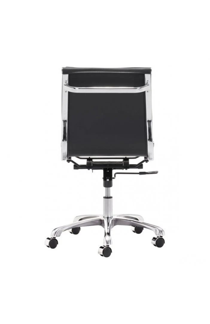 Modern Black Leather & Chrome Armless Office or Conference Chair - Image 4