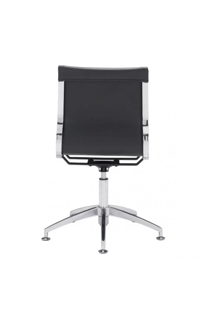 Modern Black Leather & Chrome Conference Chair - Image 3
