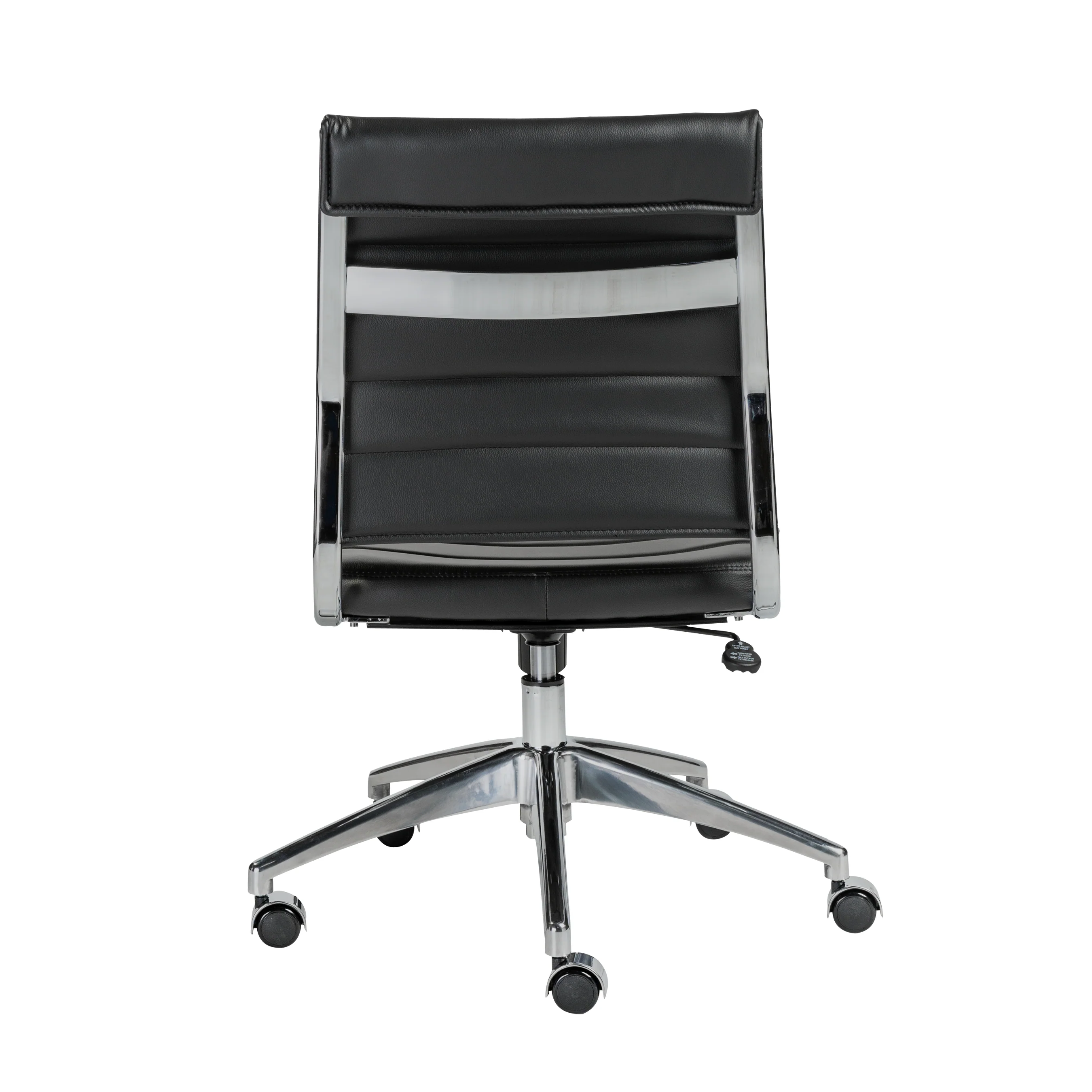 Modern Black Leather Armless Office Chair with Chrome Base - Image 5