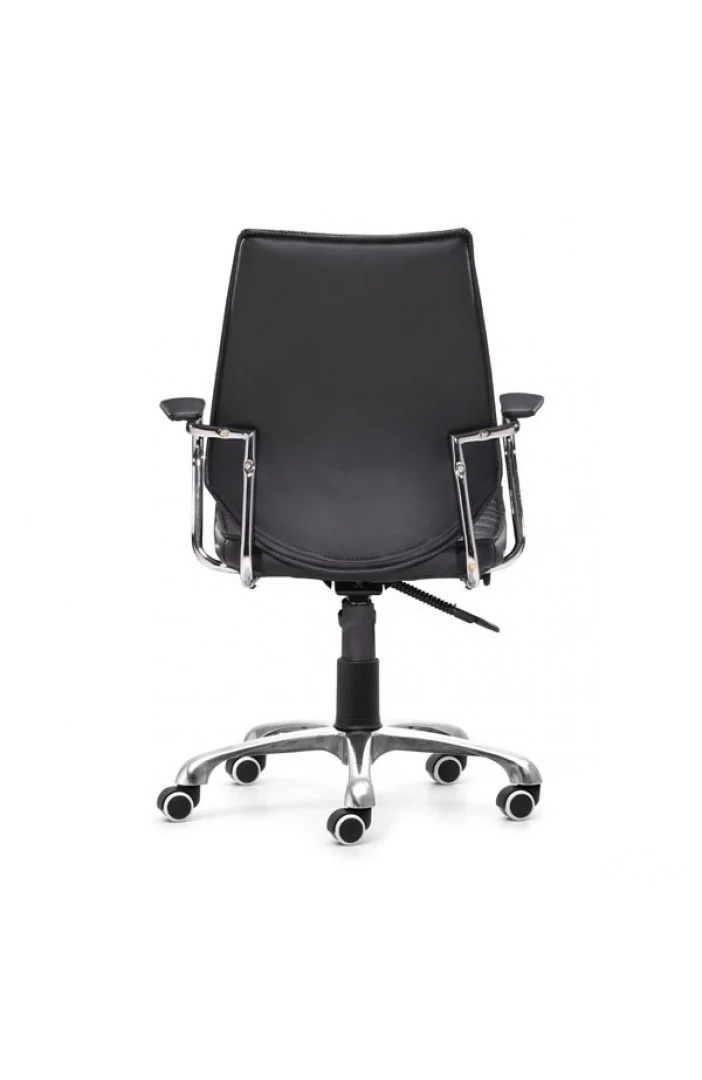 Sleek Black Leather & Chrome Office Chair with Padded Armrests - Image 4