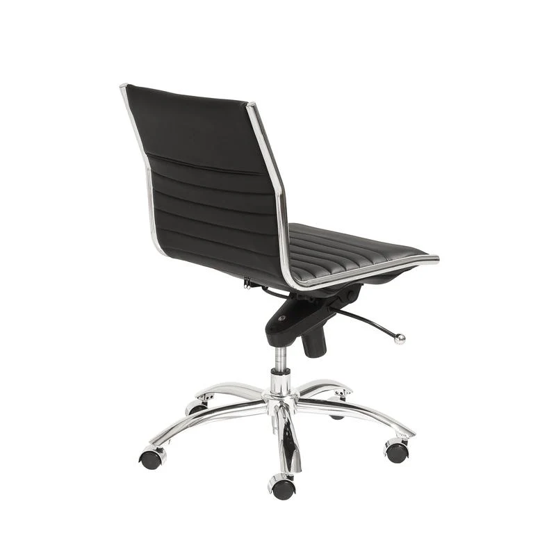 Armless Black Leatherette Modern Office Chair - Image 4