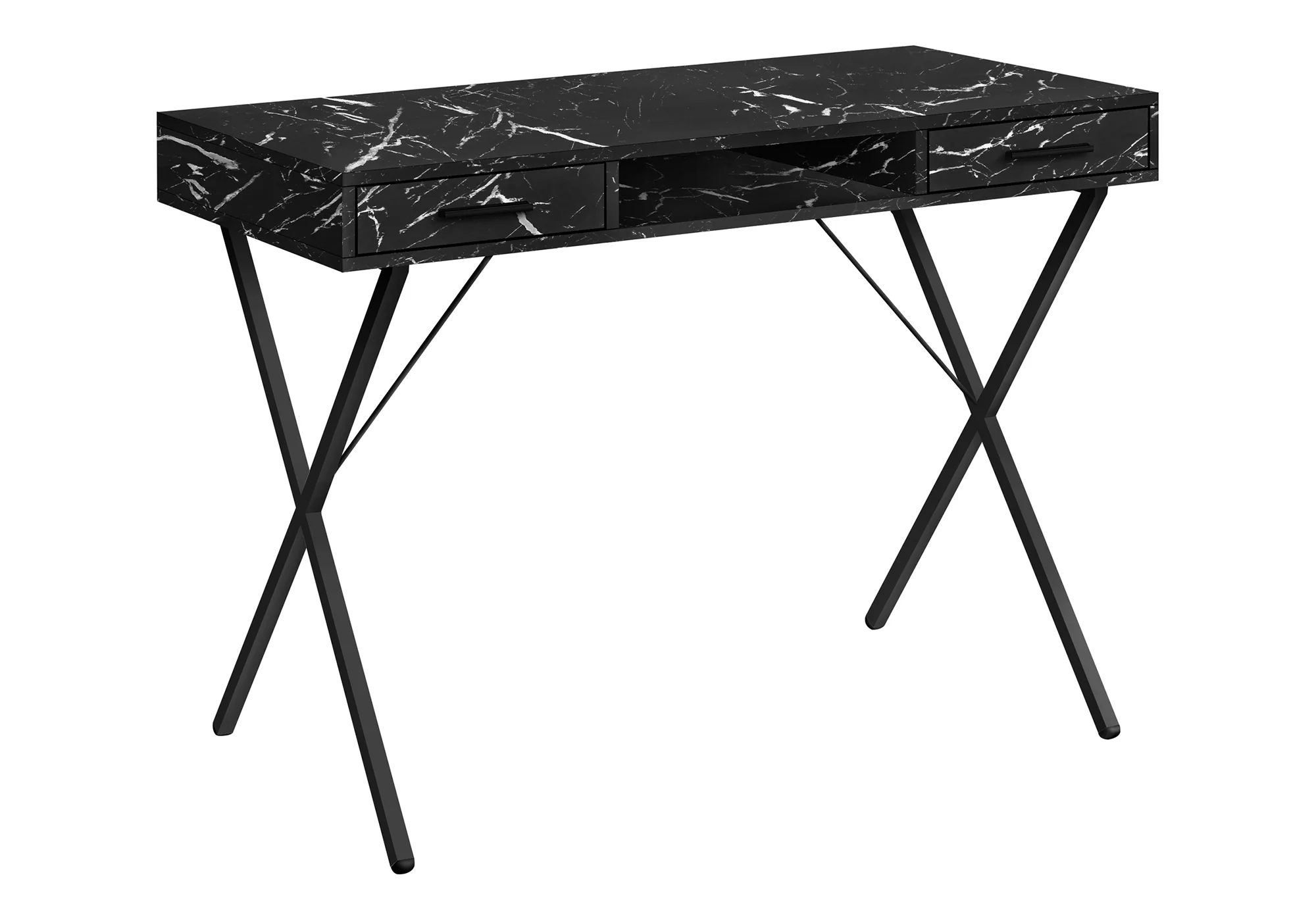 Black Marbled 42" Trestle Workstation with Storage - Image 2