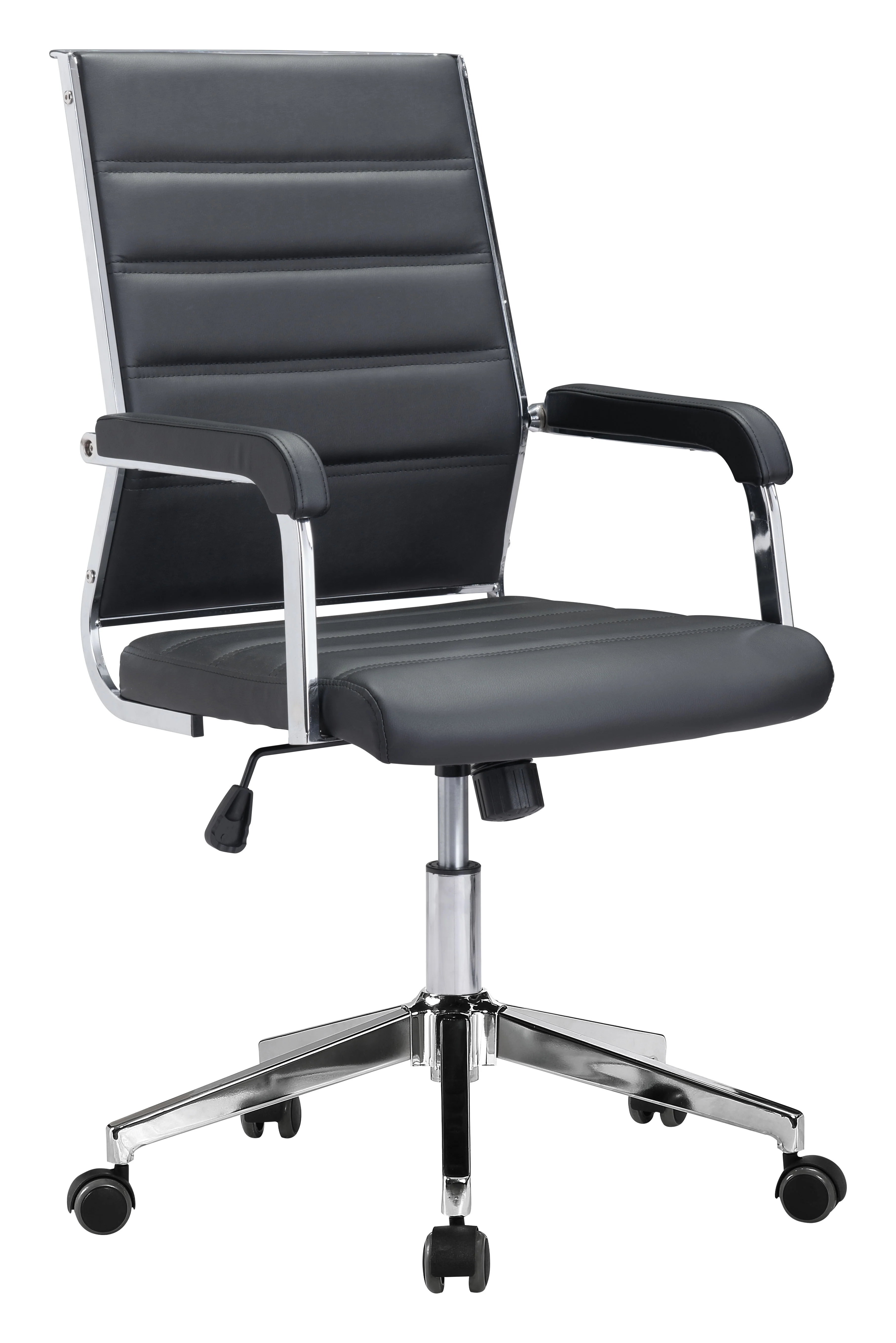 Black Modern Vinyl Office Chair - Image 2