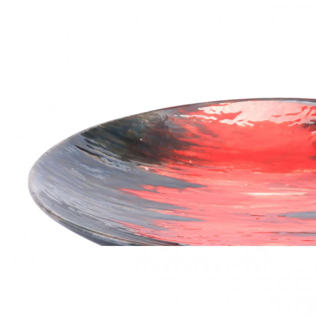 Shallow Black & Red Lava-Style Decorative Plate - Image 3