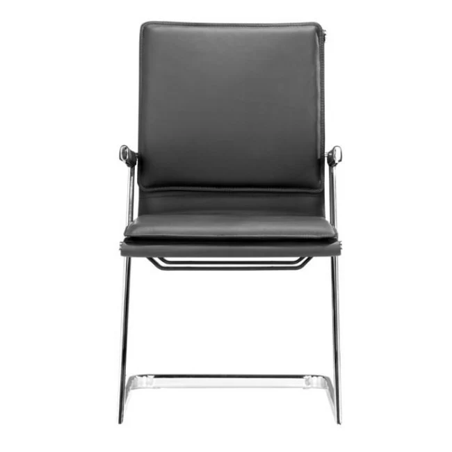 Ergonomic Black Chromed Steel Guest or Conference Chair (Set of 2) - Image 3