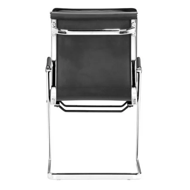 Ergonomic Black Chromed Steel Guest or Conference Chair (Set of 2) - Image 4