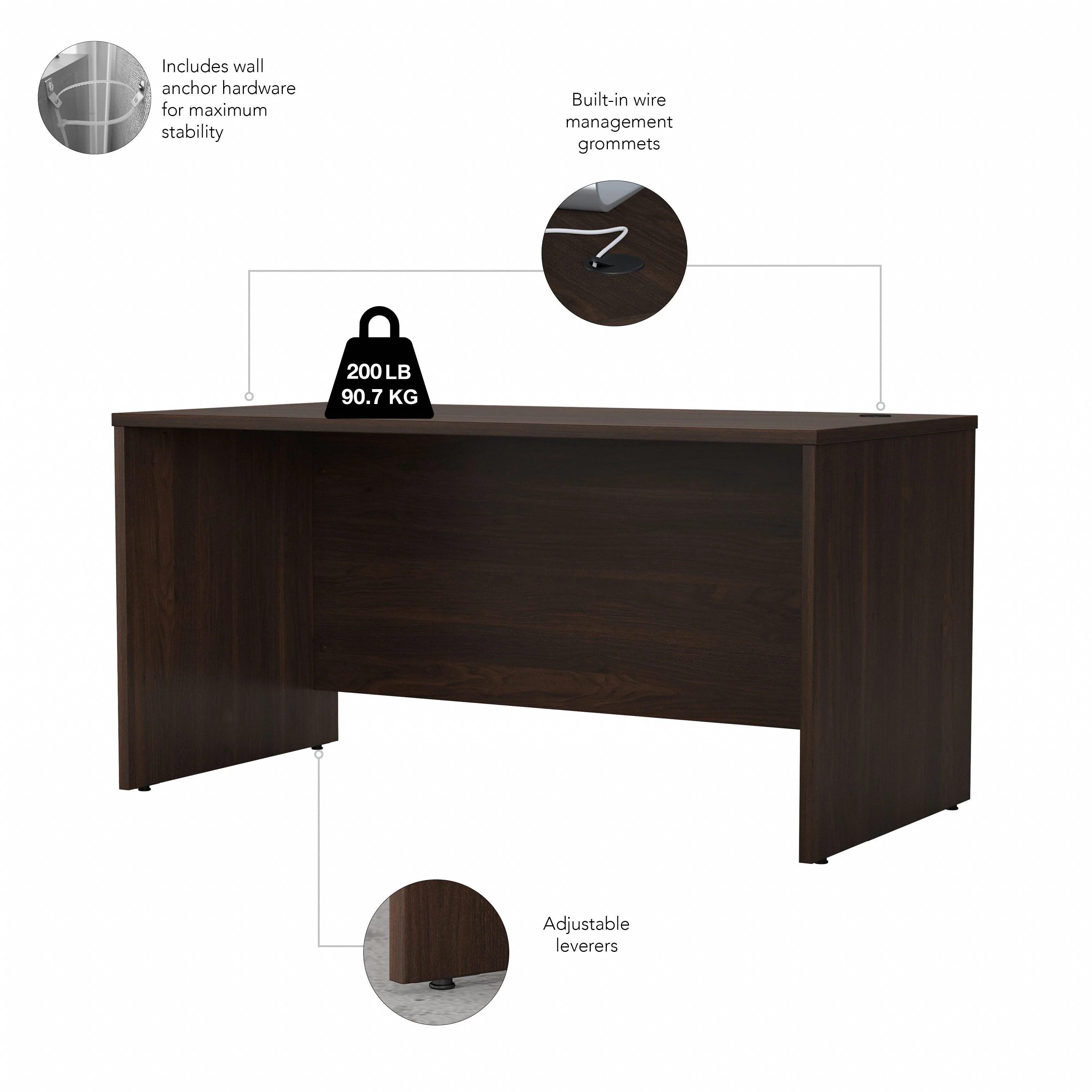 Black Walnut 60" Office Desk with Mobile Pedestal - Image 4