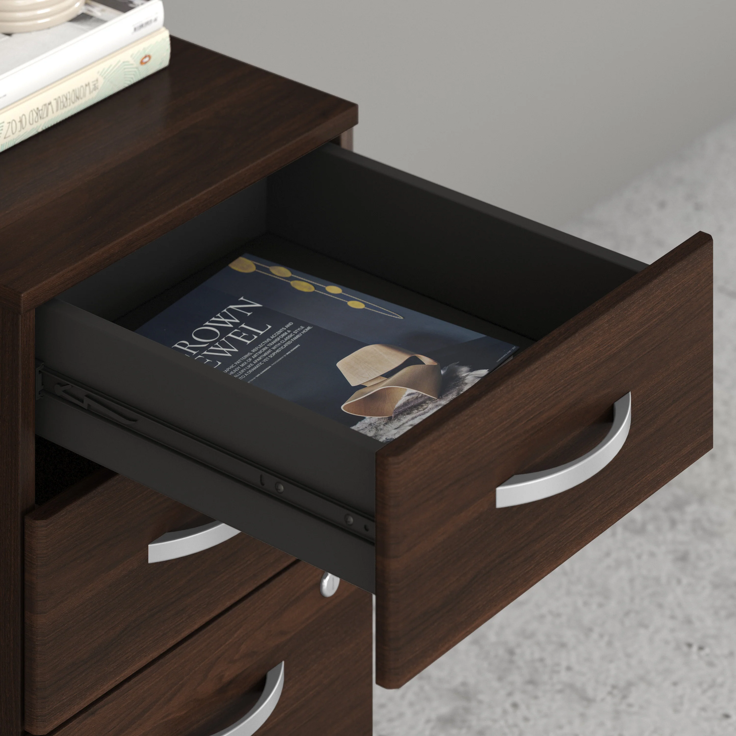 Black Walnut 60" x 72" L-Shaped Desk with Mobile Pedestal - Image 5