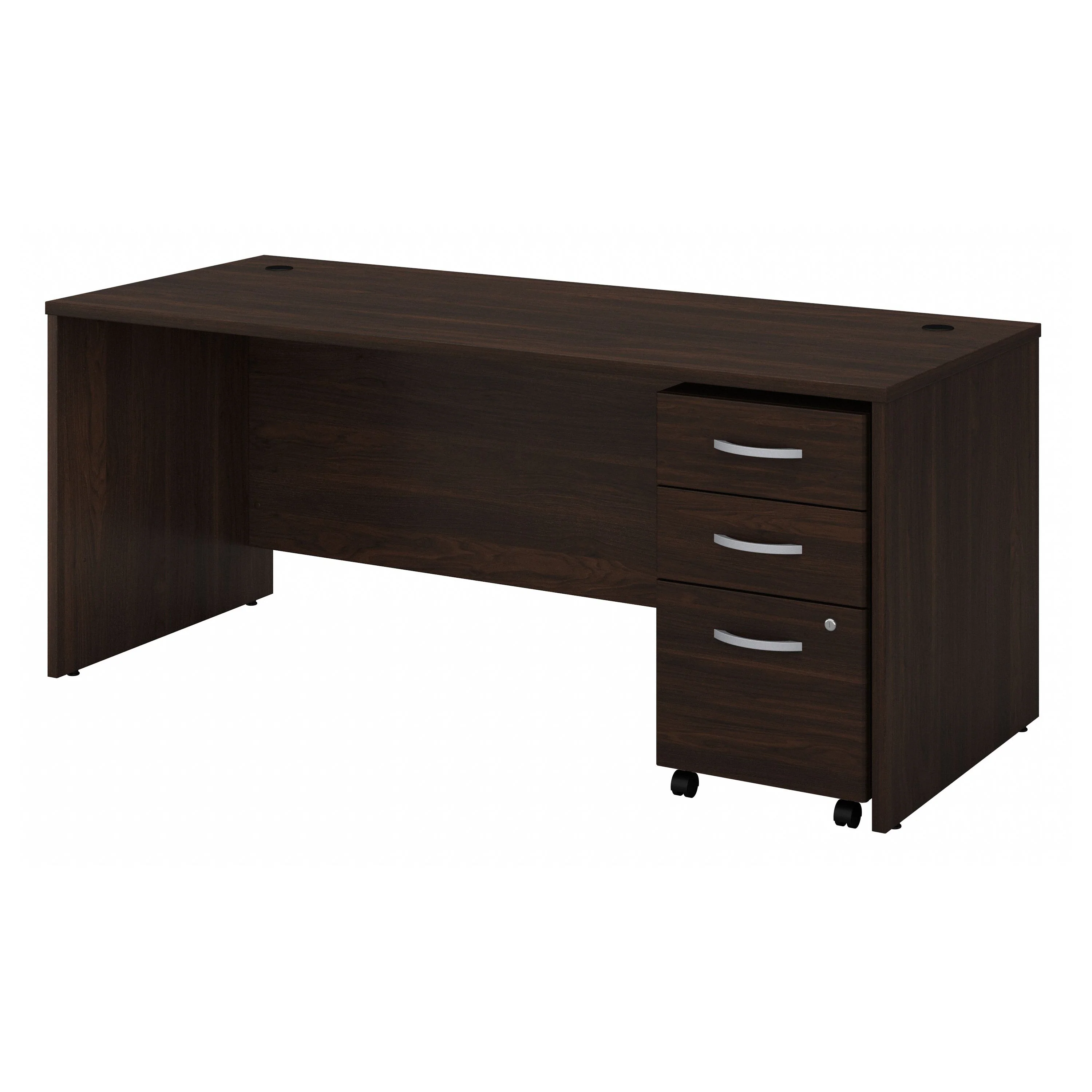 Black Walnut 72" Modern Office Desk with Mobile Pedestal - Image 2