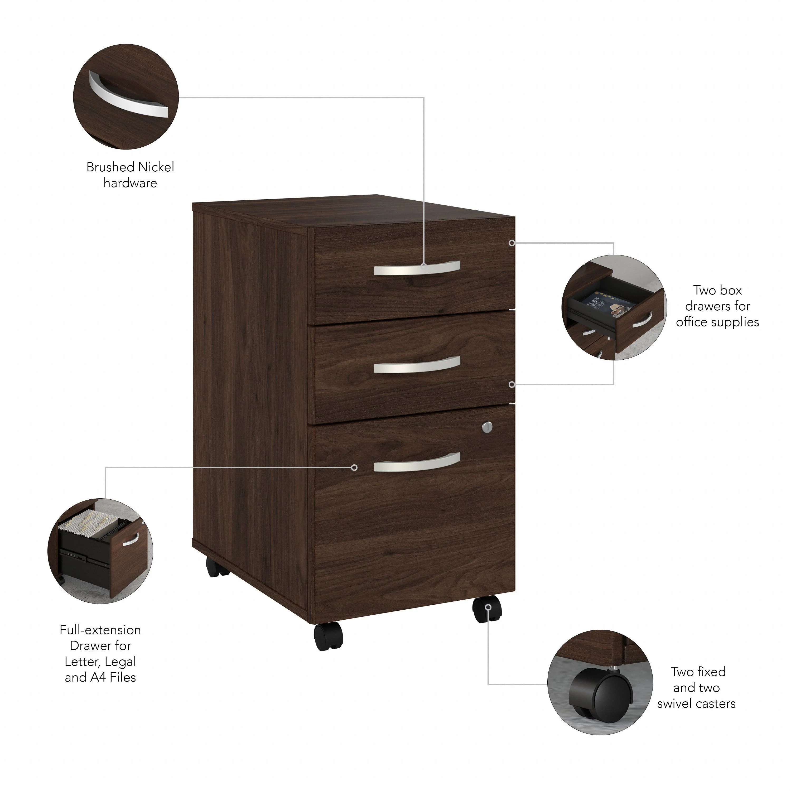 Black Walnut 72" x 72" L-shaped Desk with Mobile Pedestal - Image 5