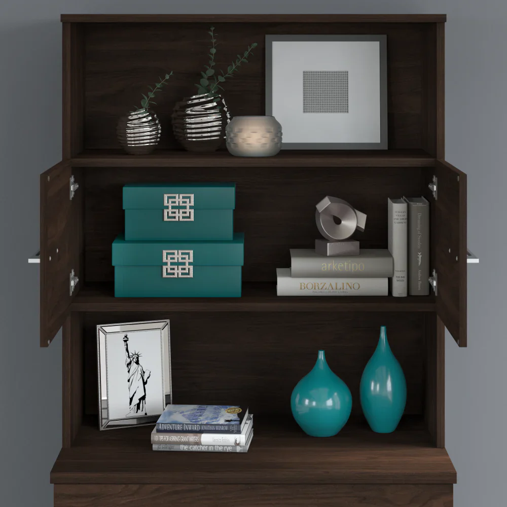Black Walnut Lateral File Cabinet with Hutch - Image 4