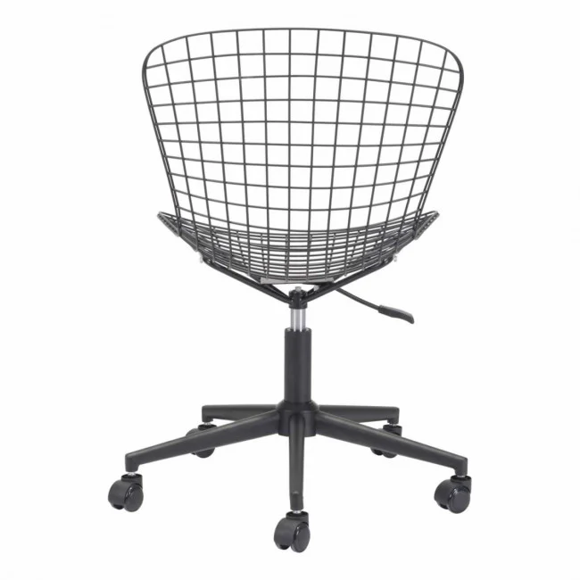 Sleek Black Wire Office Chair w/ Wheels - Image 8