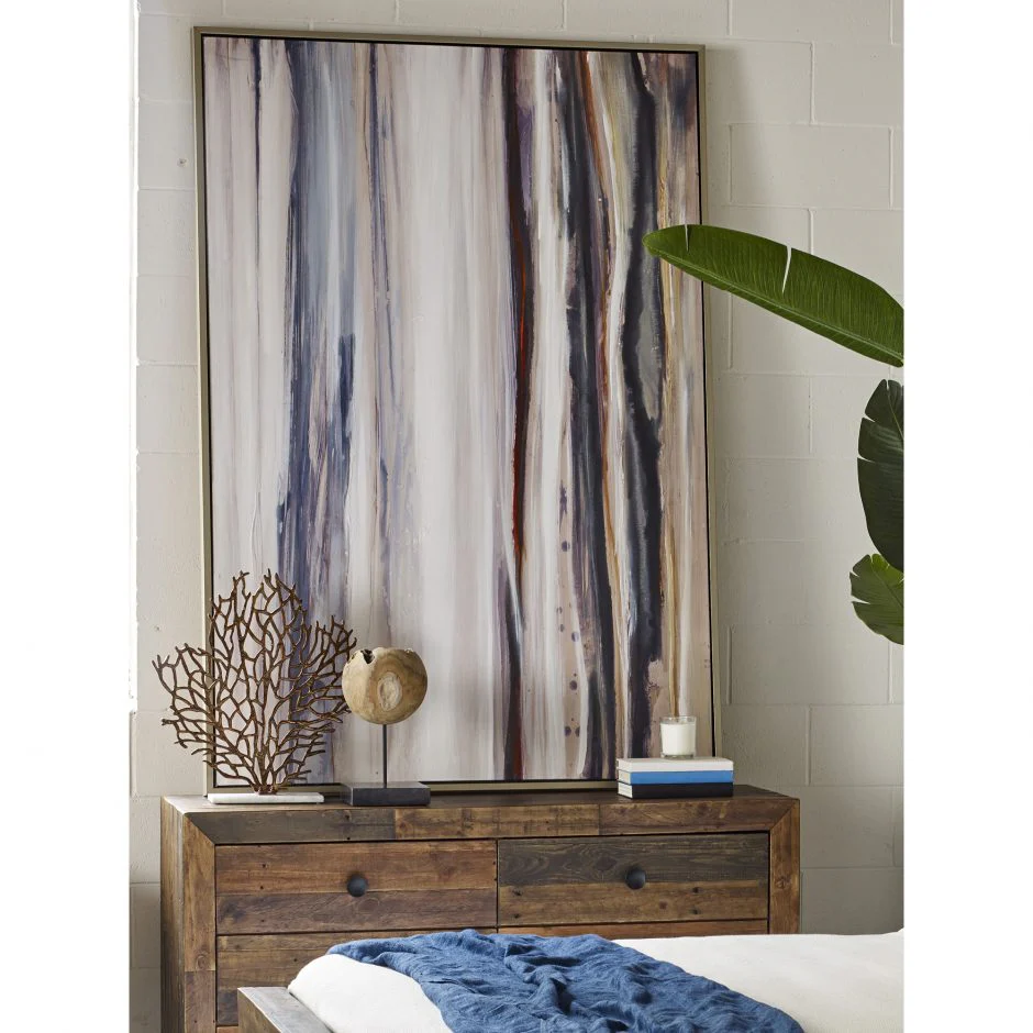 70" x 48" Blue & Cream Relaxing Acrylic on Canvas Wall Art - Image 3
