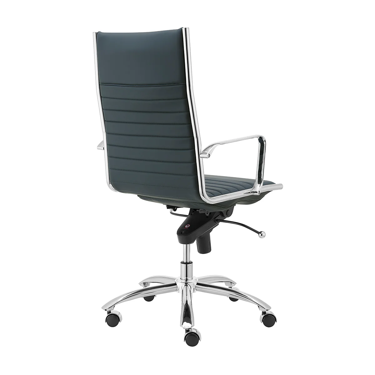 Blue Leather & Chrome High Back Modern Office Chair - Image 4