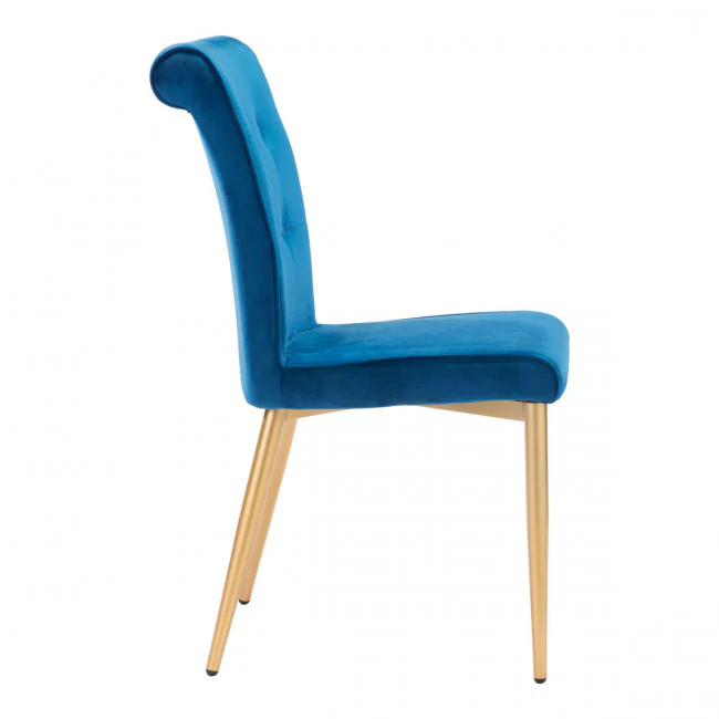 Stunning Blue Velvet & Buttons Guest or Conference Chair (Set of Two) - Image 2