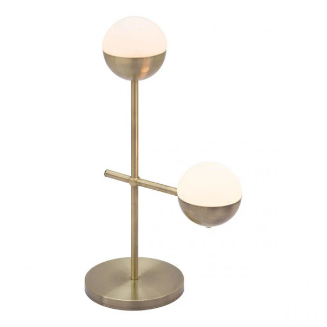 Brass & Frosted Glass Mid-Century Office Table Lamp - Image 2