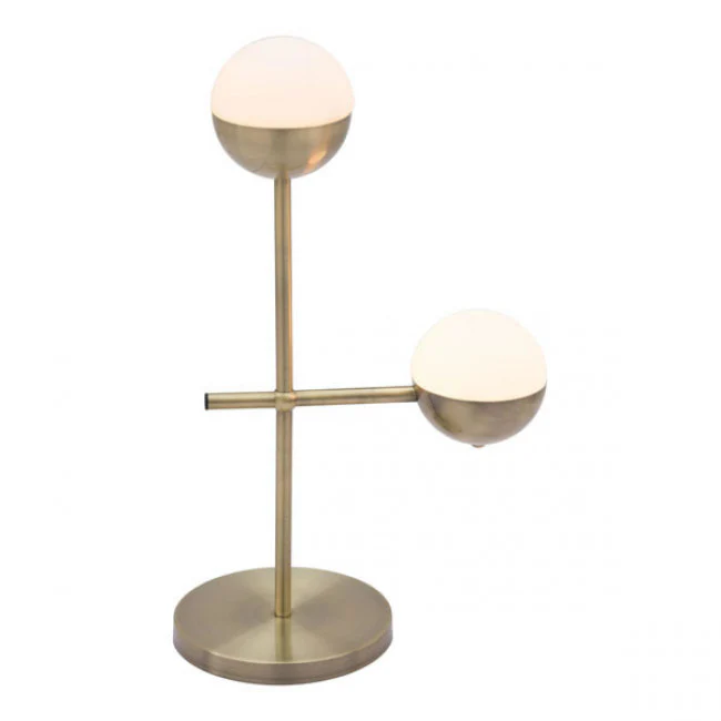 Brass & Frosted Glass Mid-Century Office Table Lamp - Image 3